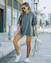 Brandon Cotton Oversized Tee - Charcoal Insstreet